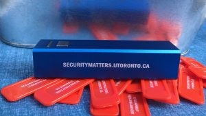 Image of Security Matters branded power bank and camera covers