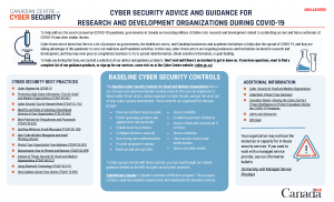 Screenshot of Cyber Security advice and guidance for research and development organizations during COVID-19